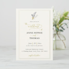 Moderne Classic Ecru Frame Lily of Valley Wedding Einladung