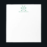 Moderne Classic Green Crossed Clubs Golf Monogram  Notizblock<br><div class="desc">Moderne Classic Green Crossed Golf Club Ball Monogram Note Card</div>