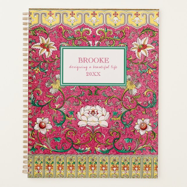 Moderne Classic Pink Chinoiserie Planner (Devant)