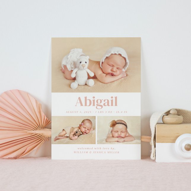 Moderne Classique 3 Photo Collage Faire-part Bleu (Créateur téléchargé)