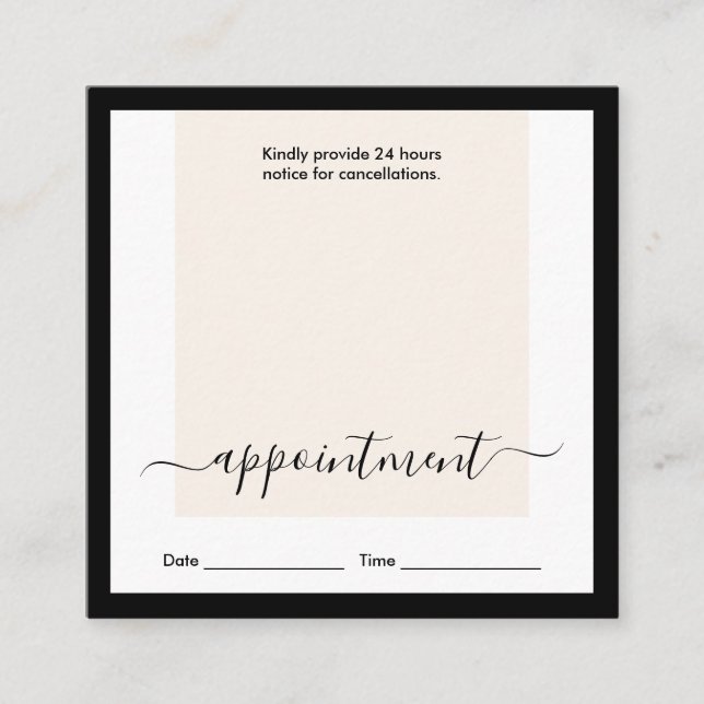 Moderne Clean Layout Challigrafie Ernennung Quadratische Visitenkarte (Vorderseite)