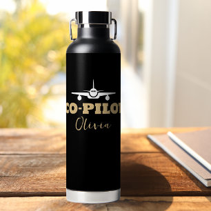Moderne CO-PILOT-Typografie, Gold Schwarz, Benutze Trinkflasche