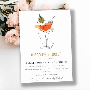 Moderne Cocktail Weinleine Zeichnend Polterabend Einladung