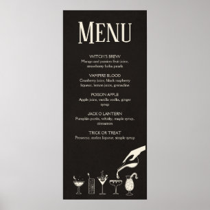 Moderne Cocktailkarte Halloween Mitte des Jahrhund Poster