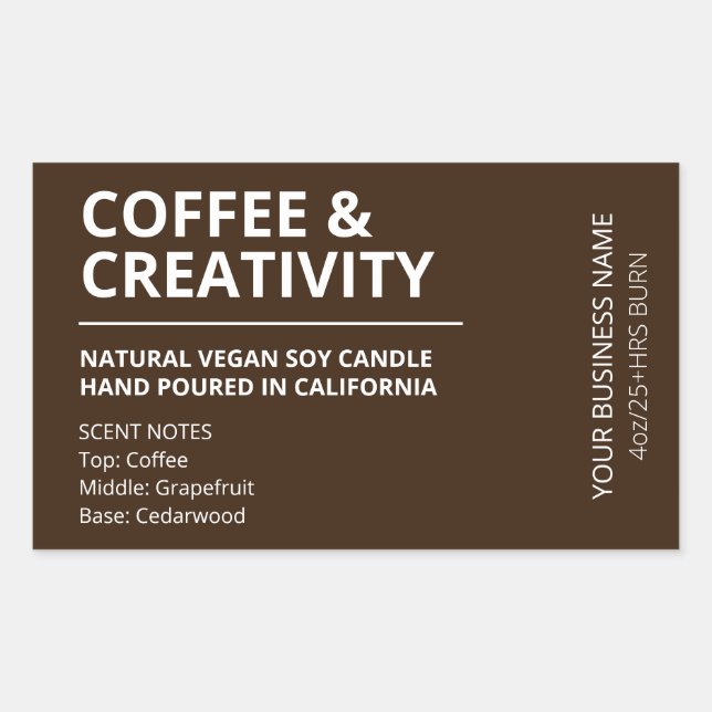 Moderne Coffee Scent Brown Candle Labels Rechteckiger Aufkleber (Vorderseite)
