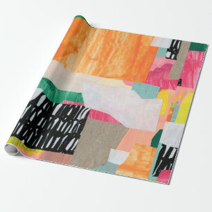 Moderne Collage Art. Mixed Media on Leinwand. Colo Geschenkpapier