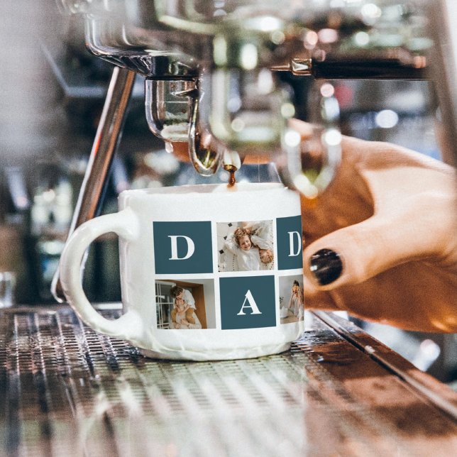 Moderne Collage Fathers Foto & Green Daddy Geschen Espressotasse (Von Creator hochgeladen)