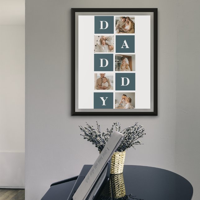 Moderne Collage Fathers Foto & Green Daddy Geschen Poster (Von Creator hochgeladen)