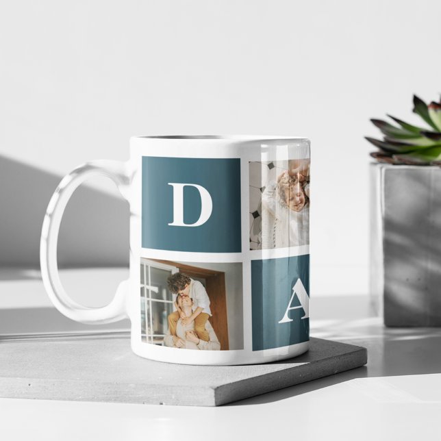 Moderne Collage Fathers Foto & Green Daddy Geschen Tasse (Von Creator hochgeladen)