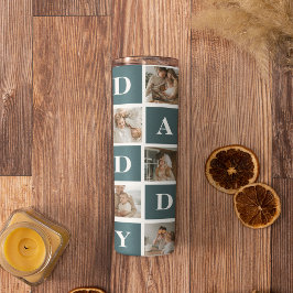 Moderne Collage Fathers Foto & Green Daddy Geschen Thermosbecher