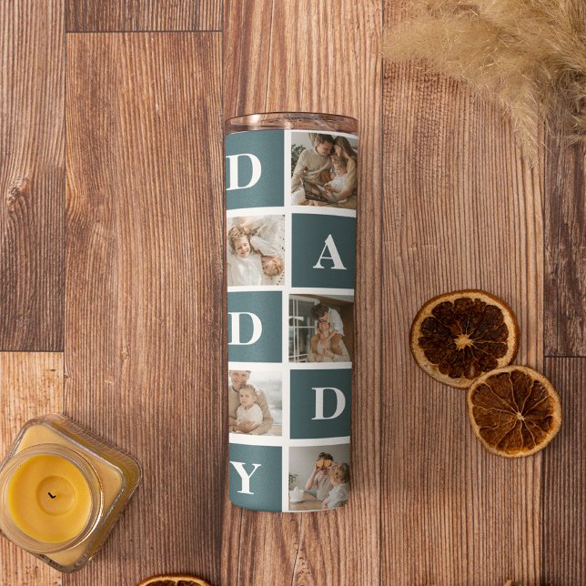 Moderne Collage Fathers Foto & Green Daddy Geschen Thermosbecher (Von Creator hochgeladen)