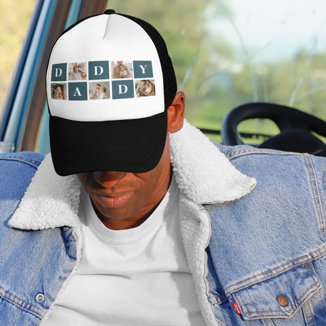 Moderne Collage Fathers Foto & Green Daddy Geschen Truckerkappe (Von Creator hochgeladen)
