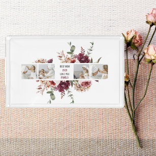 Moderne Collage Foto-Blume geben den Rahmen für be Acryl Tablett