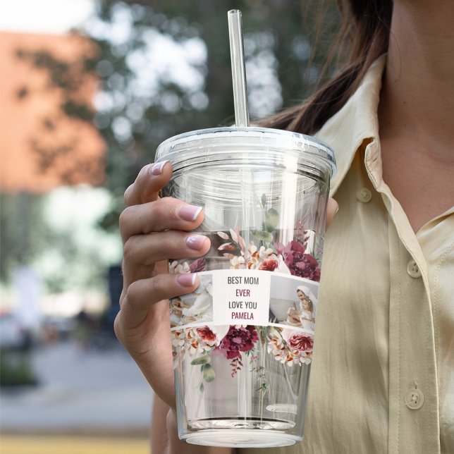 Moderne Collage Foto-Blume geben den Rahmen für be Acryltrinkbecher (Von Creator hochgeladen)
