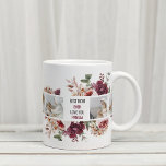 Moderne Collage Foto-Blume geben den Rahmen für be Kaffeetasse<br><div class="desc">Dieses moderne Collage Foto besticht durch hübsche Blume, die in einem bordeauxfarbenen Rahmen angeordnet sind. Das ist das ideale Geschenk für eine Mama in Ihrem Leben. Die einzigartige und personalisierte Touch eines Collage Fotos erfasst Erinnerungen und Momente, die gemeinsam geteilt werden, und macht es zu einem durchdachten und herzlichen Weg,...</div>