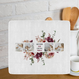 Moderne Collage Foto-Blume geben den Rahmen für be Schneidebrett