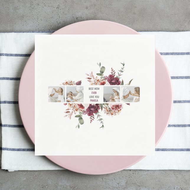 Moderne Collage Foto-Blume geben den Rahmen für be Serviette (Von Creator hochgeladen)