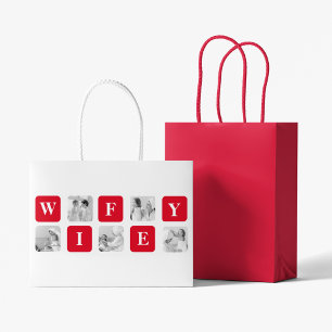 Moderne Collage Foto & rotes Geschenk für liebevol Große Geschenktüte