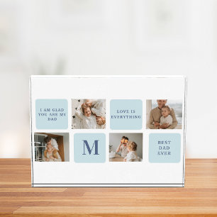 Moderne Collage Fotos Blue Best Fathers Geschenk