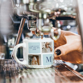 Moderne Collage Fotos Blue Best Fathers Geschenk Espressotasse