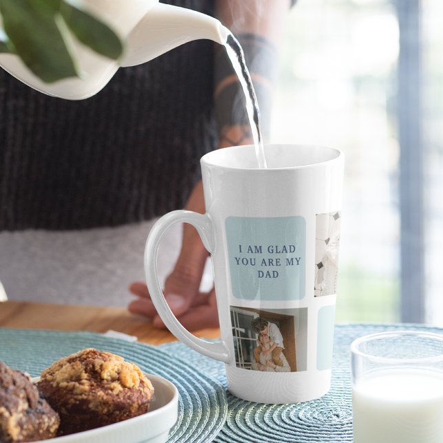 Moderne Collage Fotos Blue Best Fathers Geschenk Milchtasse (Von Creator hochgeladen)