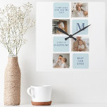 Moderne Collage Fotos Blue Best Fathers Geschenk Quadratische Wanduhr<br><div class="desc">Moderne Collage Fotos mit einem blauen Thema können ein gutes Geschenk für Vatertag oder jede Gelegenheit,  einen besonderen Vater zu feiern. Collage Fotos sind eine einzigartige und kreative Art,  eine Sammlung unvergesslicher Momente zu präsentieren und können an den Stil und die Persönlichkeit des Empfängers angepasst werden.</div>