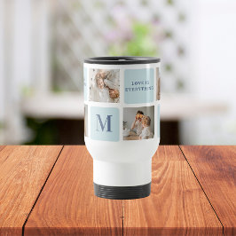 Moderne Collage Fotos Blue Best Fathers Geschenk Reisebecher