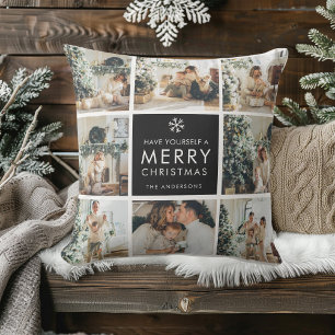 Moderne Collage „Frohe Weihnachten“ Multi-Foto Kissen