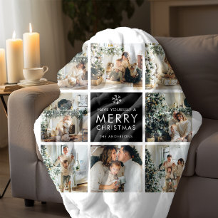 Moderne Collage „Frohe Weihnachten“ Multi-Foto Sherpadecke
