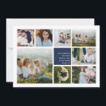 Moderne Collage | Hanukkah-Fotokarte Feiertagskarte<br><div class="desc">Die moderne Hanukkah Foto Collage Card verfügt über acht Fotos,  die in einem Rasterlayout angeordnet sind,  mit Ihrer persönlichen Urlaubsbotschaft und den Namen in Weiß auf reich marineblau. Ein einfaches und minimales Design,  das Ihre Lieblings-Fotos zeigt.</div>