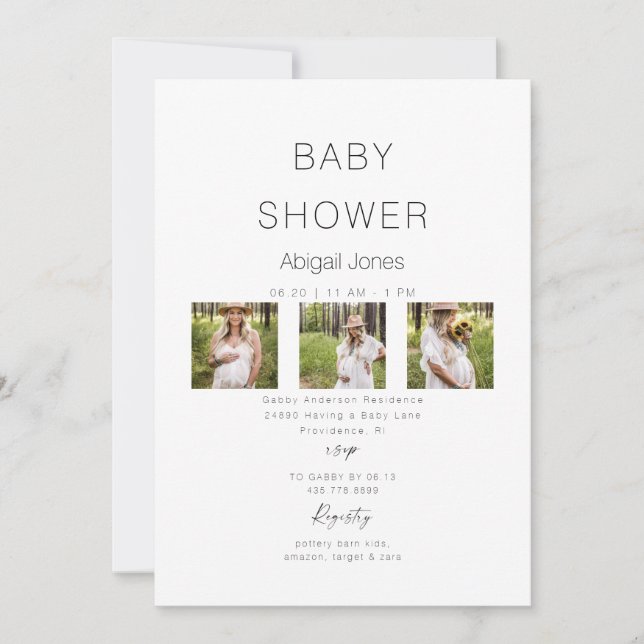 Moderne Collage Mama-to-be 3 Foto Babydusche Einladung (Vorderseite)