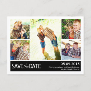 Moderne Collage Save The Date Postkarte