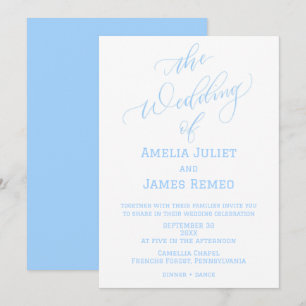 Moderne Columbia Blue and White Simple Wedding Einladung