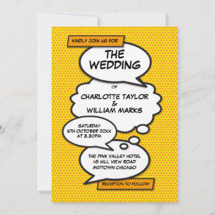 Moderne Comic-Hochzeit im lustigen Design Einladung