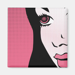 Moderne Comic- Pop-Art eines Frauengesichts Magnet