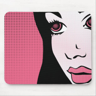 Moderne Comic- Pop-Art eines Frauengesichts Mousepad