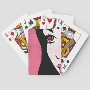 Moderne Comic- Pop-Art eines Frauengesichts Spielkarten