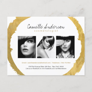 Moderne Comp Card für Gold und Weiß-Makeup Postkarte
