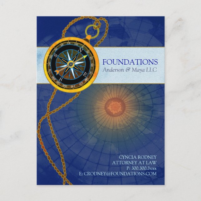 Moderne Compass Business-Werbeaktion Postkarte (Vorderseite)