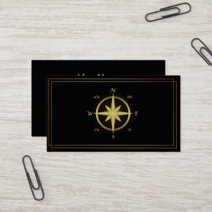 Moderne Compass Gold Nautic Business Card Visitenkarte