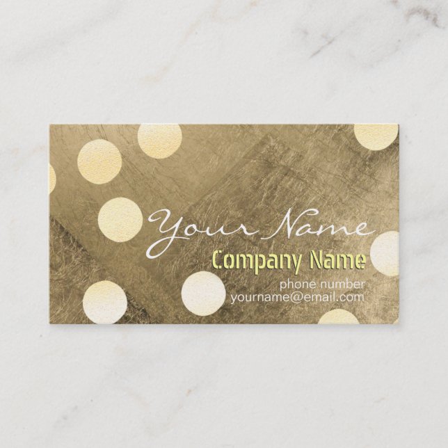 Moderne Confetti Gold Polka Dot Gold Folie Textur Visitenkarte (Vorderseite)