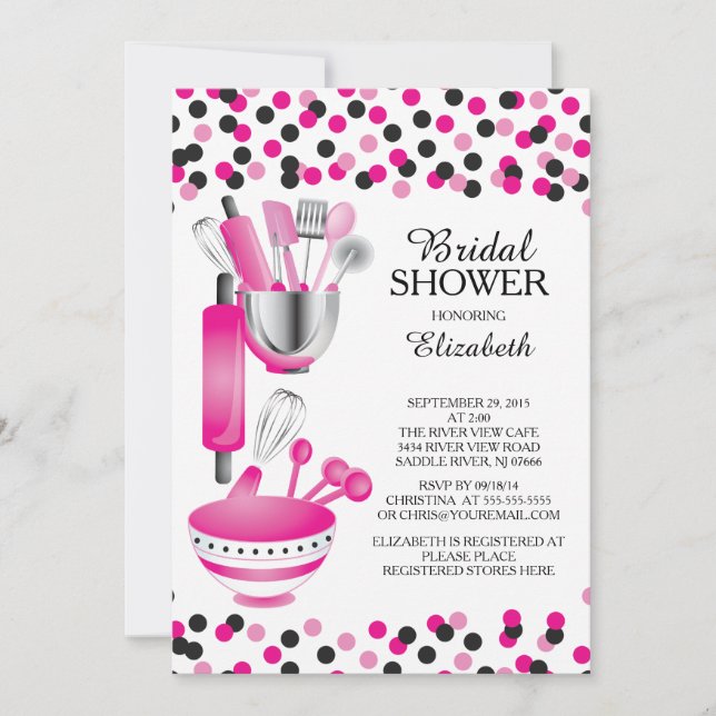 Moderne Confetti Küche Bridal Dusche Einladungen (Vorderseite)