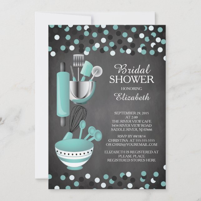 Moderne Confetti Küche Bridal Dusche Einladungen (Vorderseite)