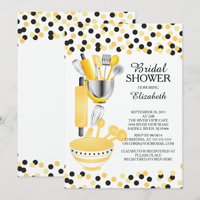 Moderne Confetti Küche Bridal Dusche Einladungen (Vorne/Hinten)