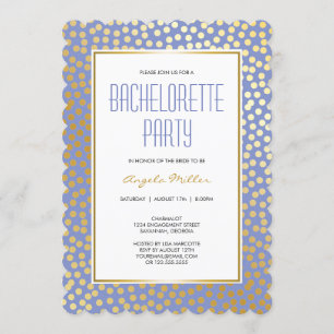 Moderne Confetti Polka Dots Lavender und Gold Einladung