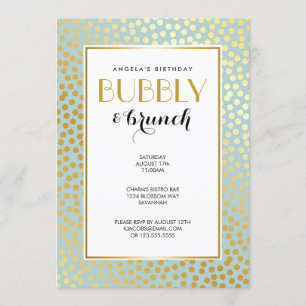 Moderne Confetti Polka Dots Muster Minze und Gold Einladung