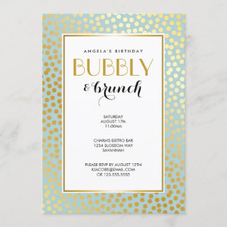 Moderne Confetti Polka Dots Muster Minze und Gold Einladung
