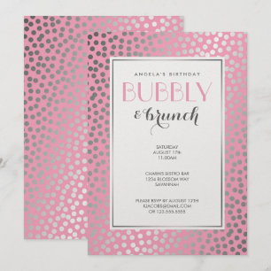 Moderne Confetti Polka Dots Pastel Pink und Silver Einladung