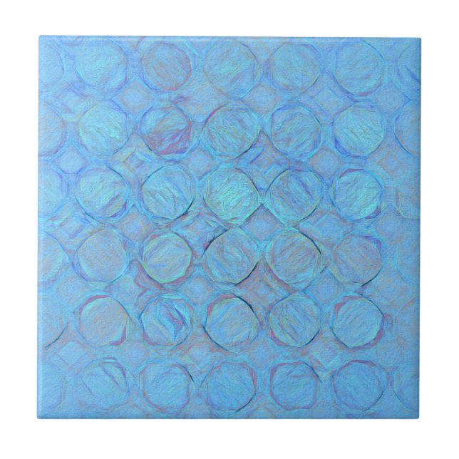 Moderne Cool Blue Circles Abstrakt Geometric Fliese (Vorderseite)