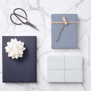 Moderne Cool Blue Gray Solid Shades schlicht Minim Geschenkpapier Set
